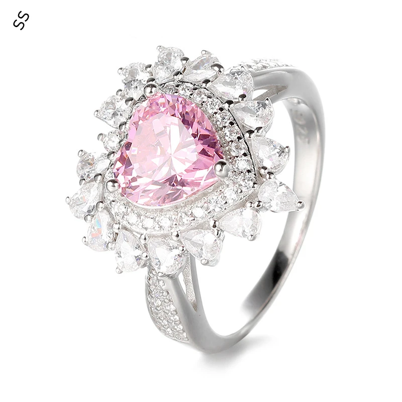

Female Ring Set Pink Love Zircon Princess Wind Niche Fashion Party Manufacturers Wholesale