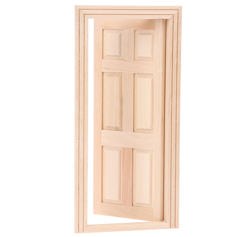 

Hot sale 1/12 Scale Miniature 6 Panel Interior Wooden Door DIY Dollhouse Furniture Doll House Accessories