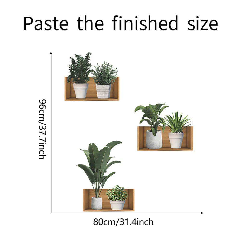 

Potted Plant Print Wall Sticker Creative Waterproof Pvc Sticker Removable Wall Art Sticker Mural Home School Nursery Decoration