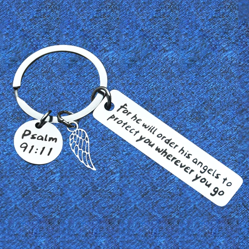 Религиозный Христианский подарок, брелок, подвеска, металлический Бог, брелок для ключей, он будет заказывать его ангелы, чтобы защитить вас, куда бы вы ни находились