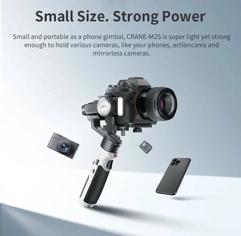 ZHIYUN Crane M2S 3-осевой ручной беззеркальный фотоаппарат, стабилизатор подвеса для экшн-камеры Sony Canon Gopro, смартфона iPhone 14