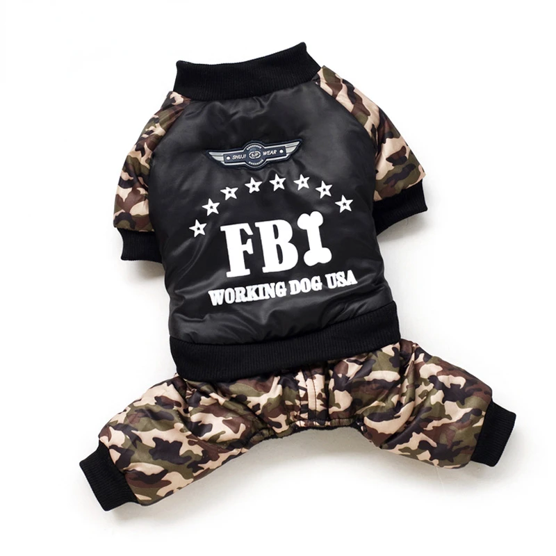 FBI Pet Dog Clothes Overall Thickening Dog Puppy Jumpsuit Costume Warm Winter Clothing For Boy Dogs Ropa Para Perros