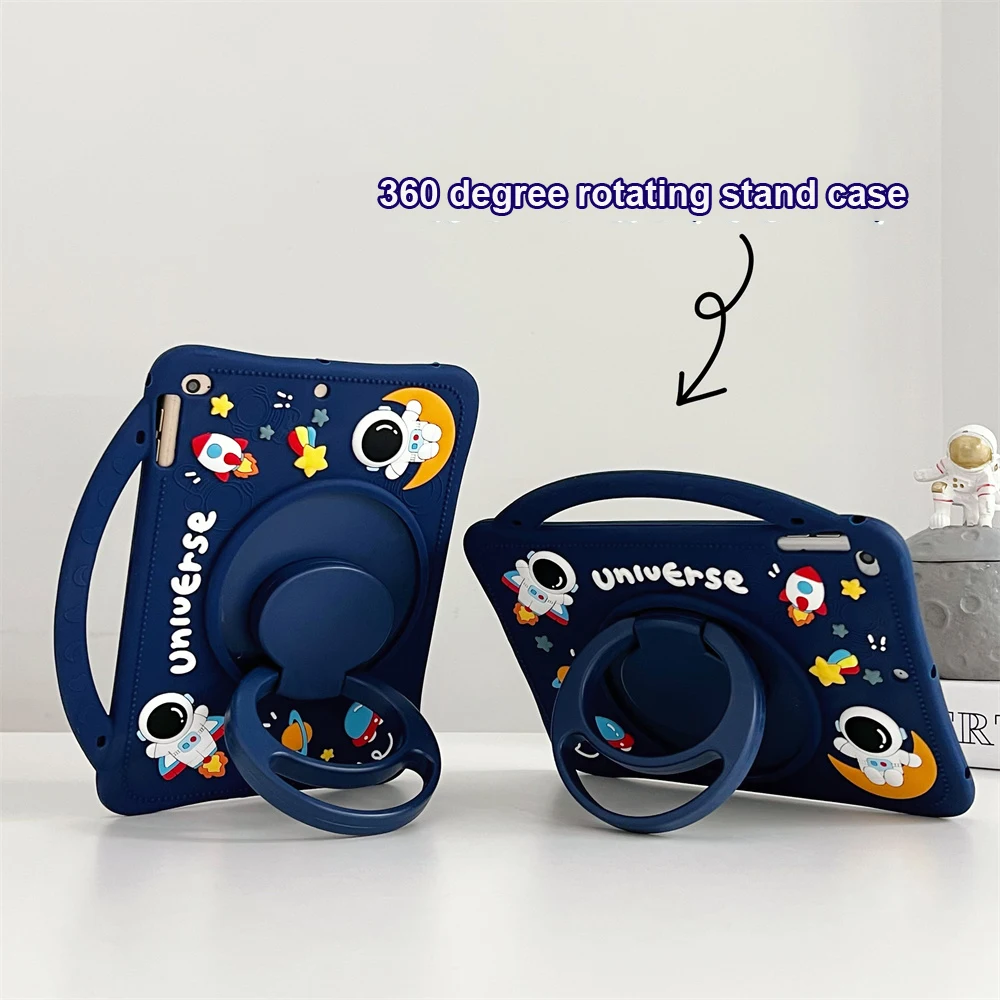 

For Xiaomi Redmi Pad SE 2023 Case Silicone Soft Protective Shell 11'' Rotating Stand Cartoon Handle Kids Funda Pen Slot Cover