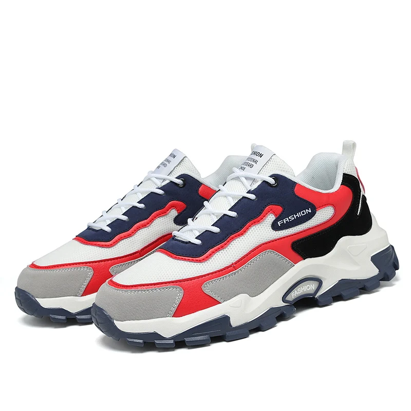 Voinsoon Fashion Color-blocking Men's Running Shoes Soft Skin-friendly Mesh Lined Sneakers Anti-slip Wear-resistant Sports Shoes