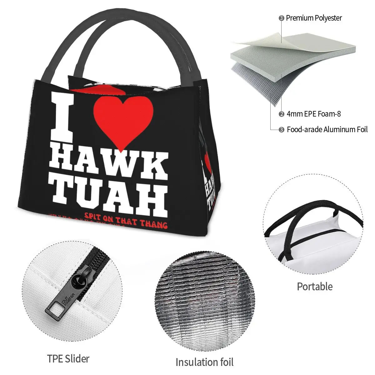 I HEART HAWK TUAH портативная Термосумка для ланча