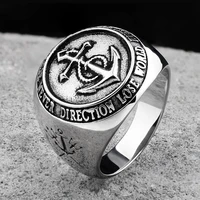 fashion retro viking alloy anchor rings for men domineering trident totem punk jewelry party holiday gift gothic accessories