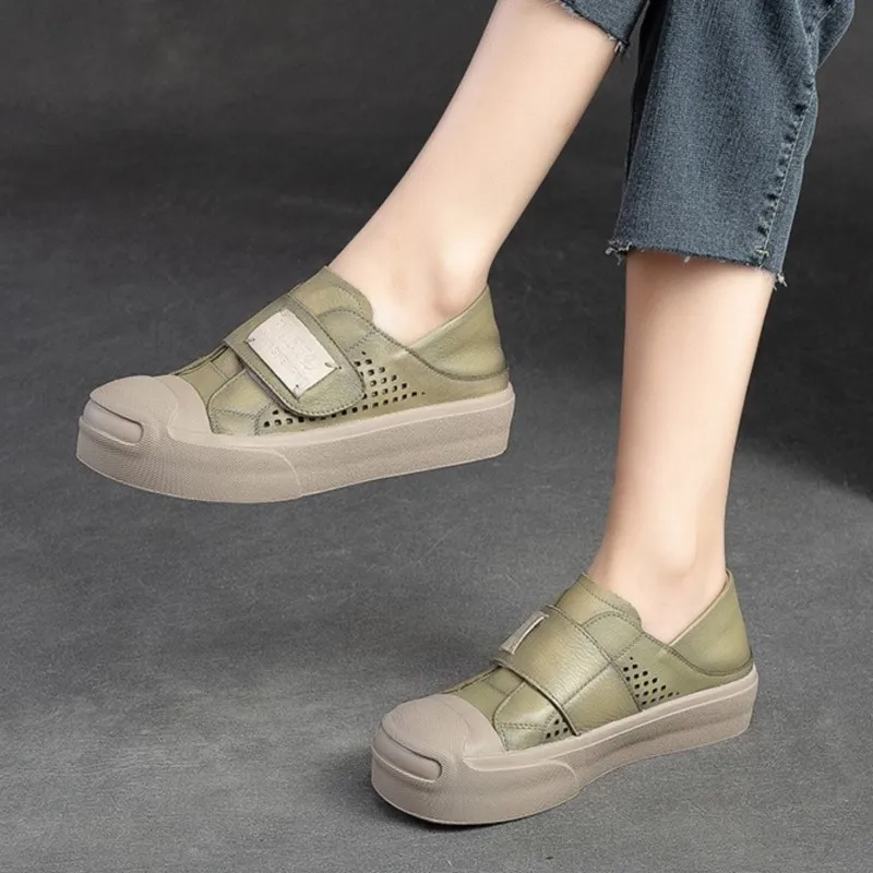 

Летние новые женские туфли из натуральной кожи YourSeason, с круглым носком, дышащие, на толстой подошве, повседневные, на плоской платформе, 2023