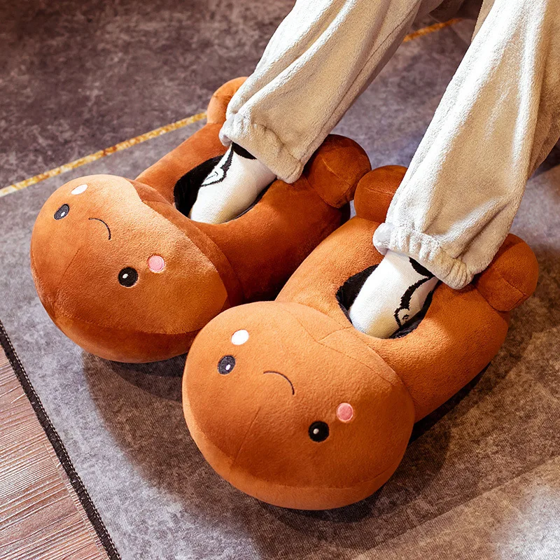 

Creative Cute Spoof Sand Sculpture Plush Toy Shoes Boyfriend Cotton Sandal Indoor Warmth Couples Soft Slippers Winter Flip Flops