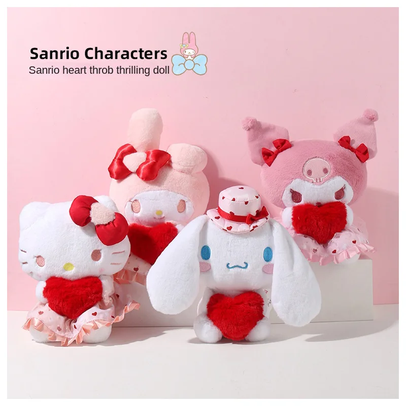

Anime Sanrioed Loving Heart Series Plush Toy Cartoon My Melody Kuromi Hellokittys Cinnamoroll Plushie Doll Kids Birthday Gift