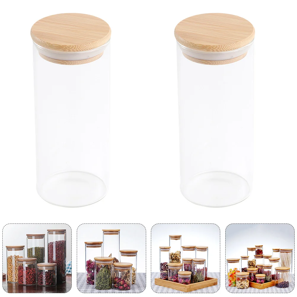 

2pcs Glass Storage Canisters with Lids Set Glass Jars with Sealing Cover