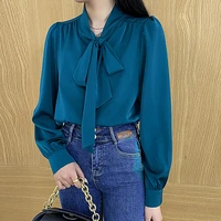 2020 spring long sleeve womnes shirt soft chiffon tops high quality form office shirt bow neck