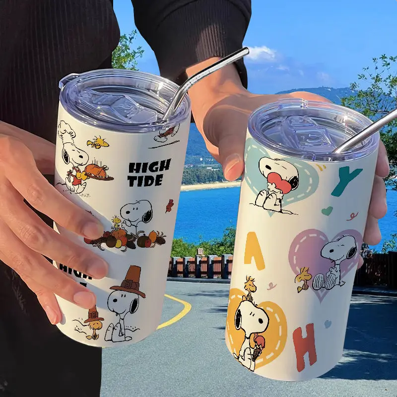 Snoopy мультяшный анимационный периферийный термос чашка с соломинкой кофейная