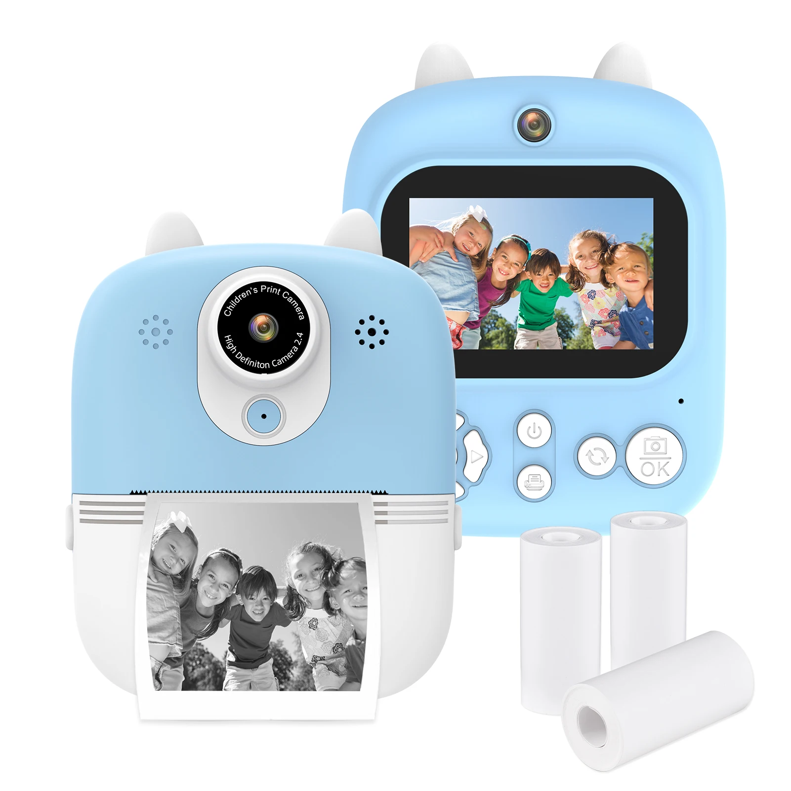 

Andoer Childeren's Instant Print Camera Dual Lenses 12MP 32GB Extended Memory with 3 Printing Paper Rolls And Lanyard