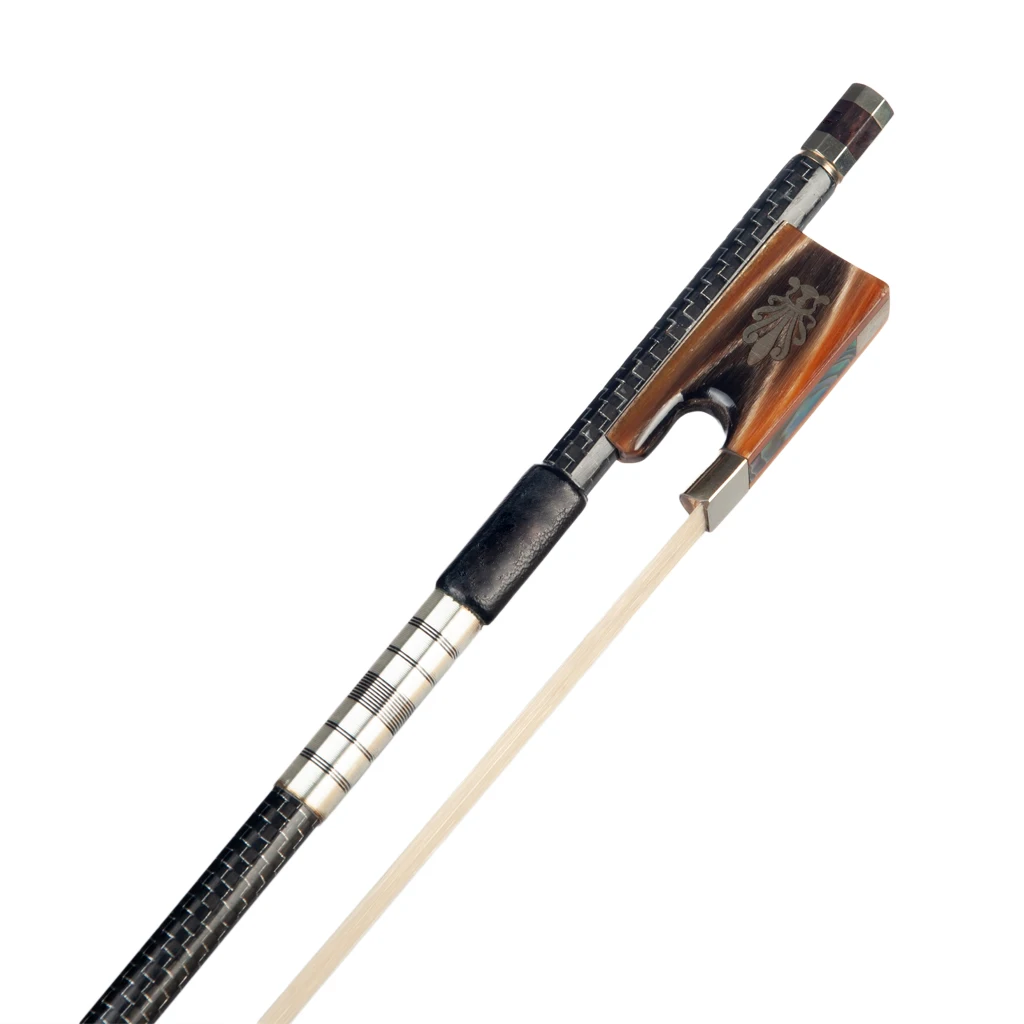 NAOMI Master Carbon Fiber Bow 4/4 Fiddle/ Violin Bow Silver Silk Braided Carbon Fiber Bow W/ Ox Horn Frog Durable Use enlarge