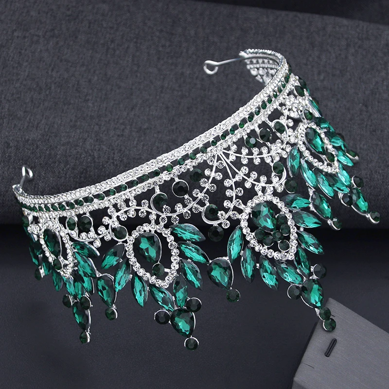 Корона в стиле барокко королевская королева тиары и короны зеленая диадема