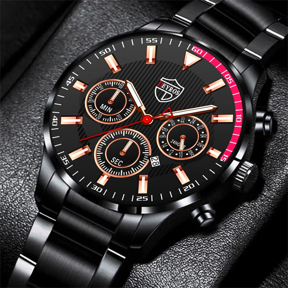 reloj hombre Men Watch Luxury Fashion Stainless Steel Quartz Watches Brand Business Leather Mens Calendar Clock montre homme