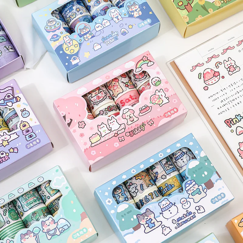 

MOHAMM 20 Rolls Kawaii Animal Masking Tape for DIY Art Craft Scrapbook Album Planners Decorative School Supplies