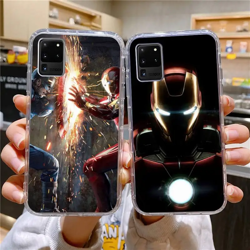 

Iron Man Phone Case For Samsung Galaxy S10 S10e A70 Edge S22 S23 Plus Ultra Note10 Transparent Cove