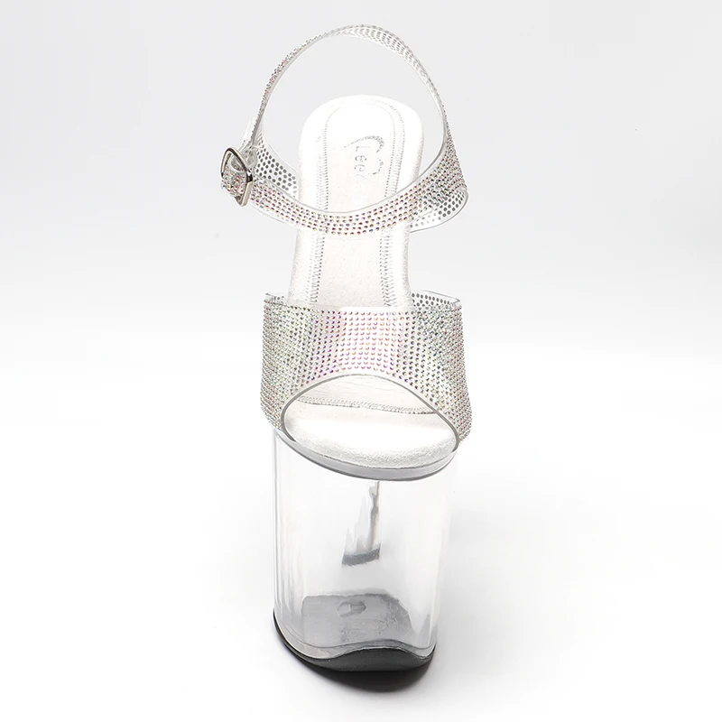 Leecabe 20CM/8inch Sexy Pole Dance Crystal Show Stripper Heels Clear Shoes Women Platforms High Heels Sandals  1L