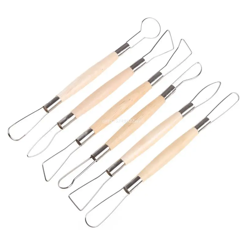 

Clay Sculpting Tools Set of 6 Double Head Wood Handle Wax Pottery Carving Sculpture for DIY Craft Ceramic Polymer Dropship