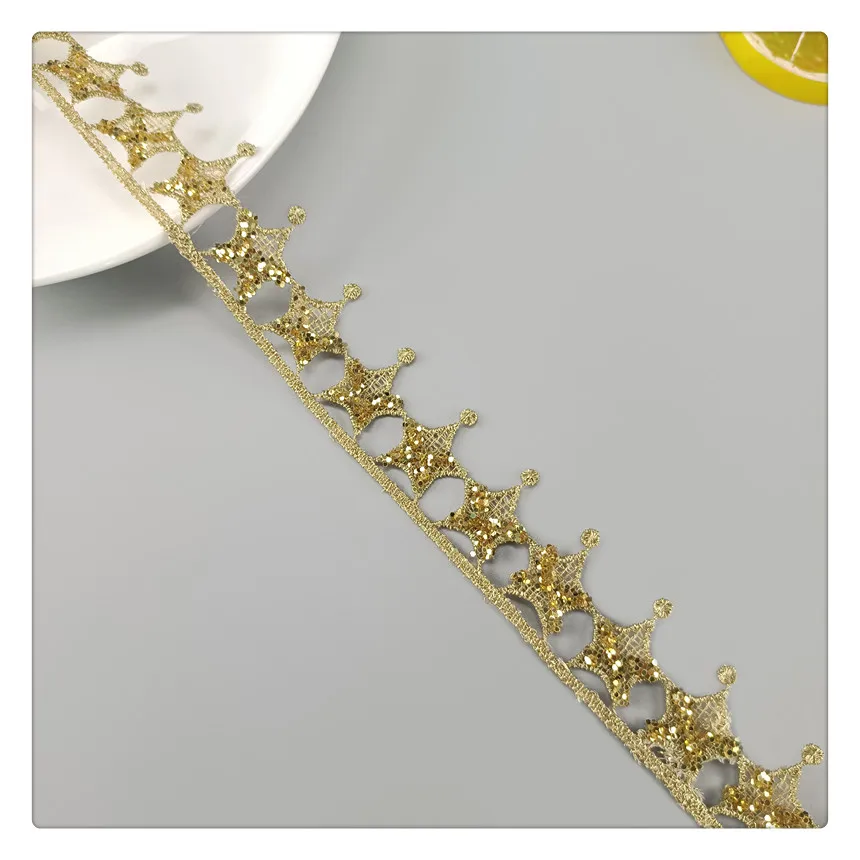 Золотая кружевная отделка с цветочным кружевом, ширина 3,3 см, 10 ярдов, кружевная ткань для одежды, Швейные аксессуары, Аппликации, ремесла