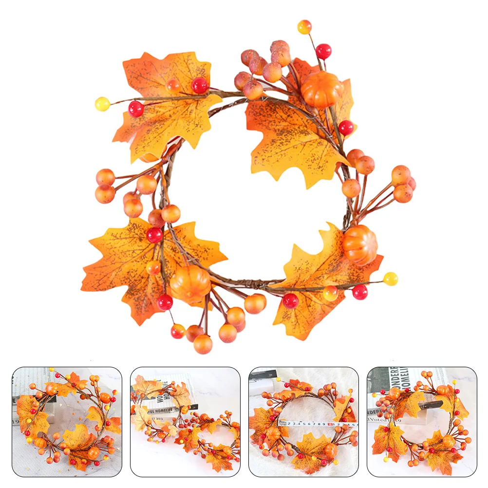 

Wreaththanksgiving Garland Ring Fall Door Autumn Leaf Decor Minimaple Pumpkin Party Berry Front Festival Wreaths Hanging Fake
