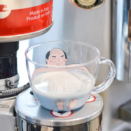 

cute Uncle glass water cup home female breakfast cereal milk coffee ins wind tea with cat's claw cup