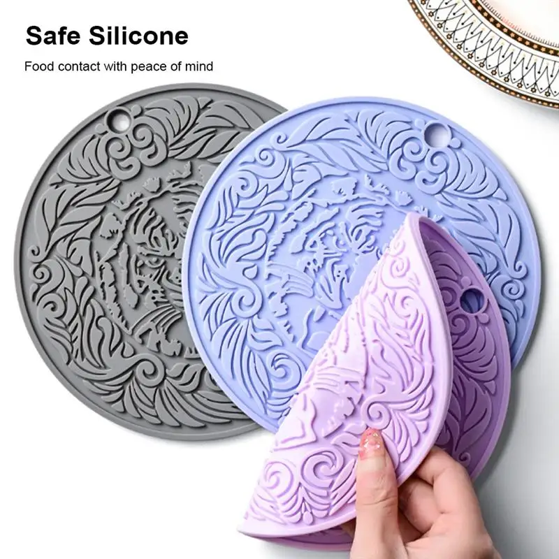 

Cup Coaster Heat Insulation Silicone Table Mat Placemat Washable Mug Pad Dinner Countertop Protector Decoration Blue