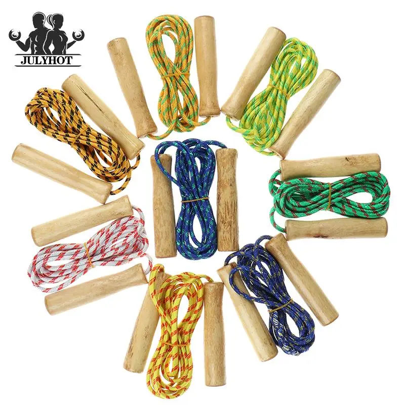 1 Pcs Wooden Handle Skipping Rope Color Random Gym Fitness Equipment School Group Sports Multi Person Jumping Rope