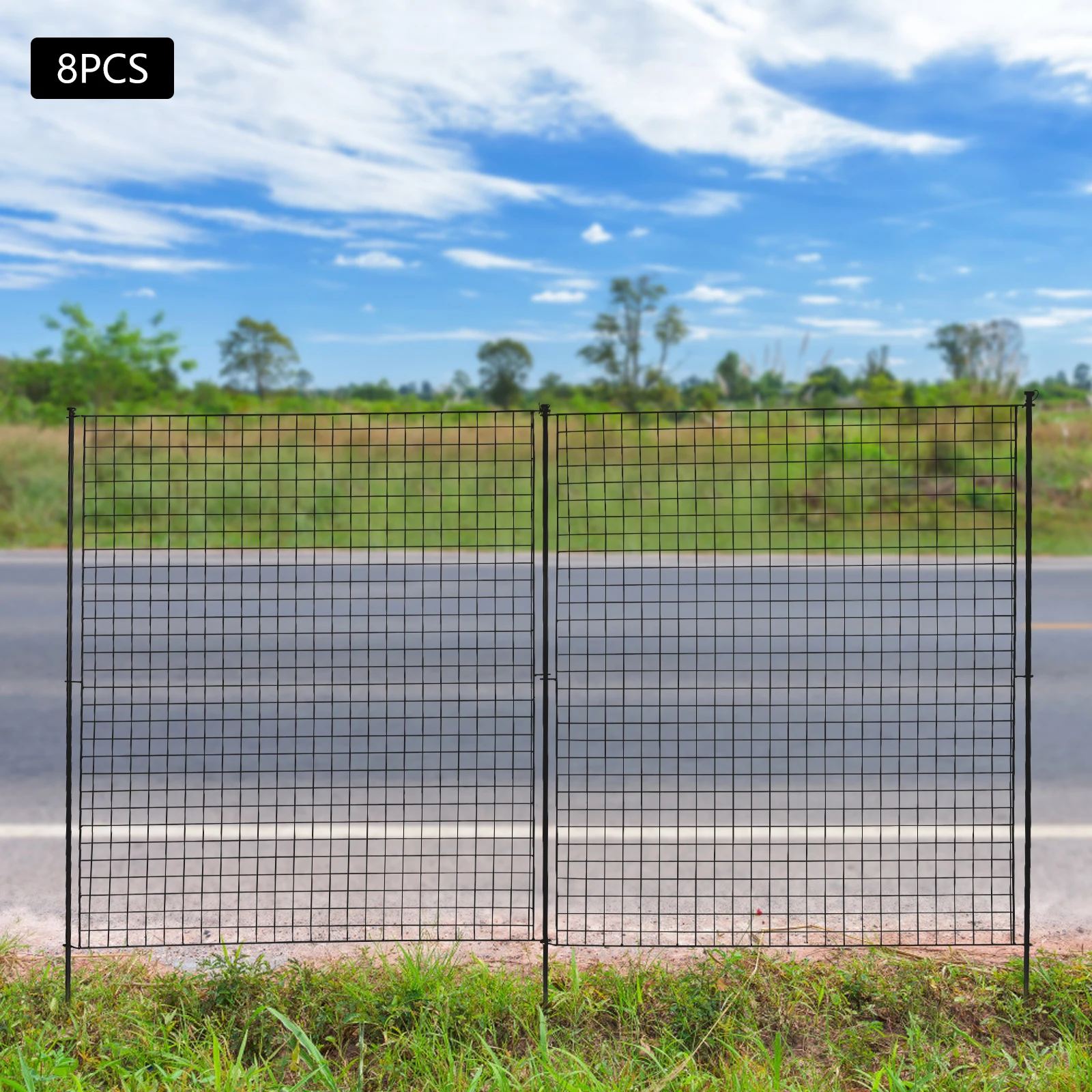 

8 Panels Metal Garden Fence Patio Yard Fencing Border Animal Barrier 7 Panels+1 Gate No Dig Heavy Duty Outdoor Landscape