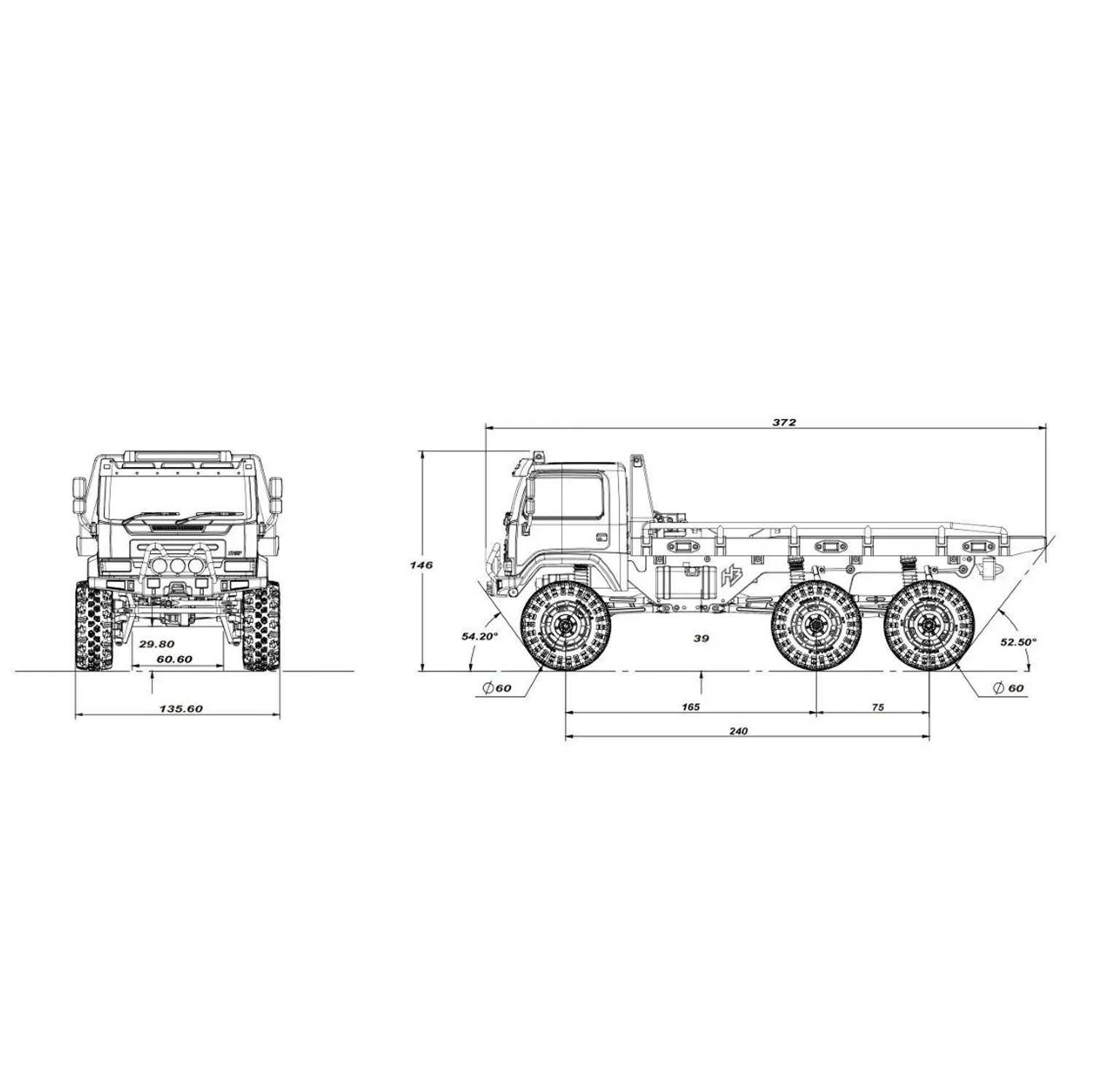 1/18 CR18P Радиоуправляемый грузовик с платформой Rock Crawler 6x6 RTR окрашенный Собранный