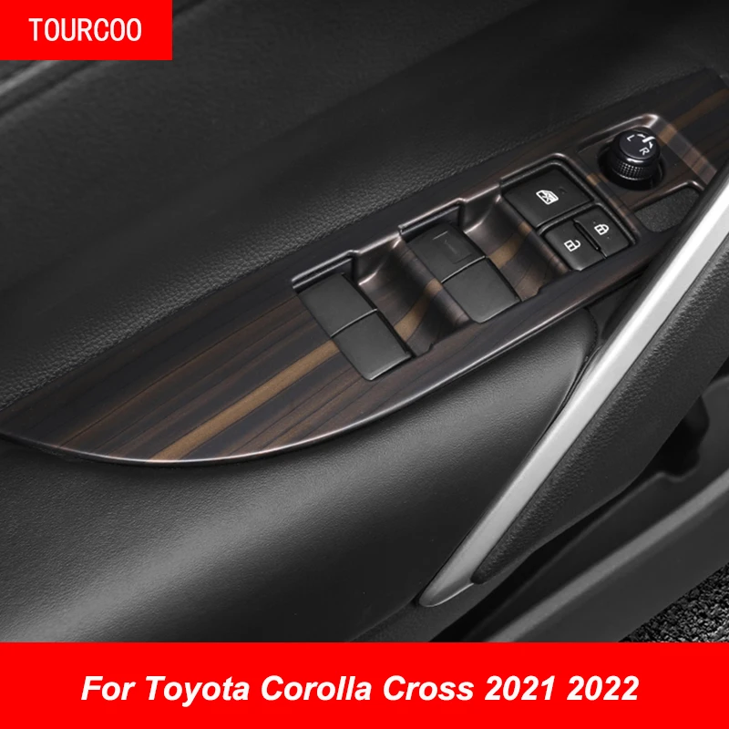 

For Toyota Corolla Cross 2021 2022 Glass Lifter Panel Switch Inner Handle Decorative Frame Sticker Modified Accessories