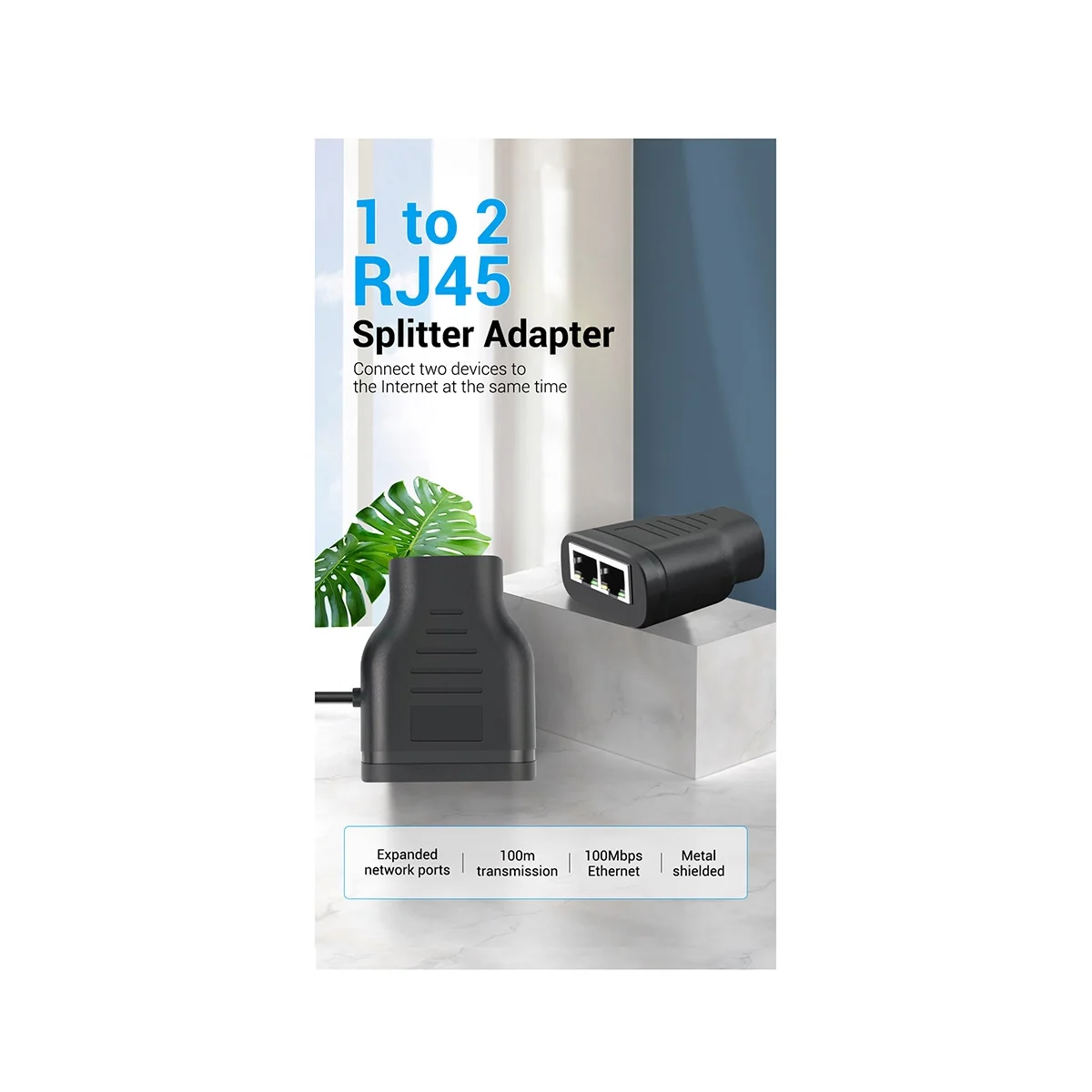 

CAT7 RJ45 Network Splitter 1 to 2 Splitter Network Tee Network Connector Suitable for Computer TV Set-Top Box Router