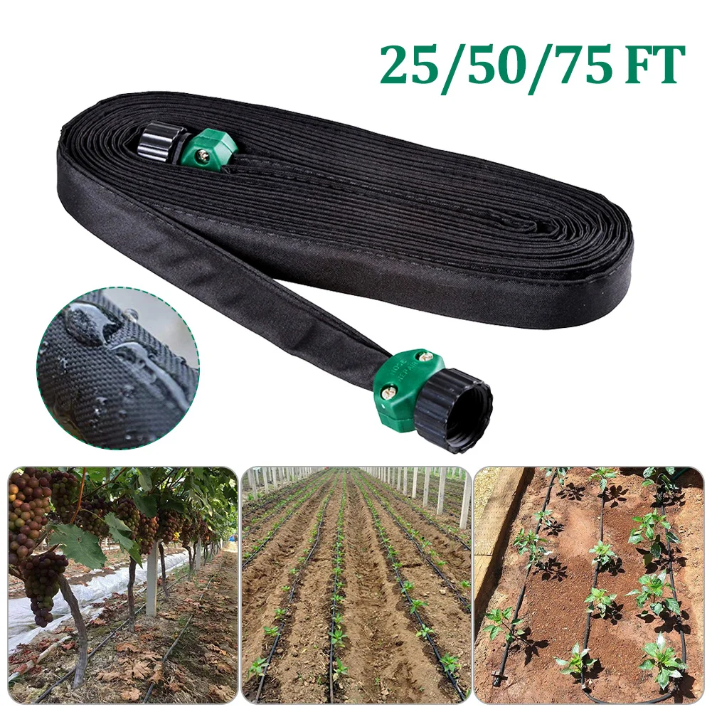 

25/50/75 FT Soaker Hose Micro Drip Irrigation Agriculture Greenhouse Garden Water Saving Microporous Seepage Pipe Watering Drain