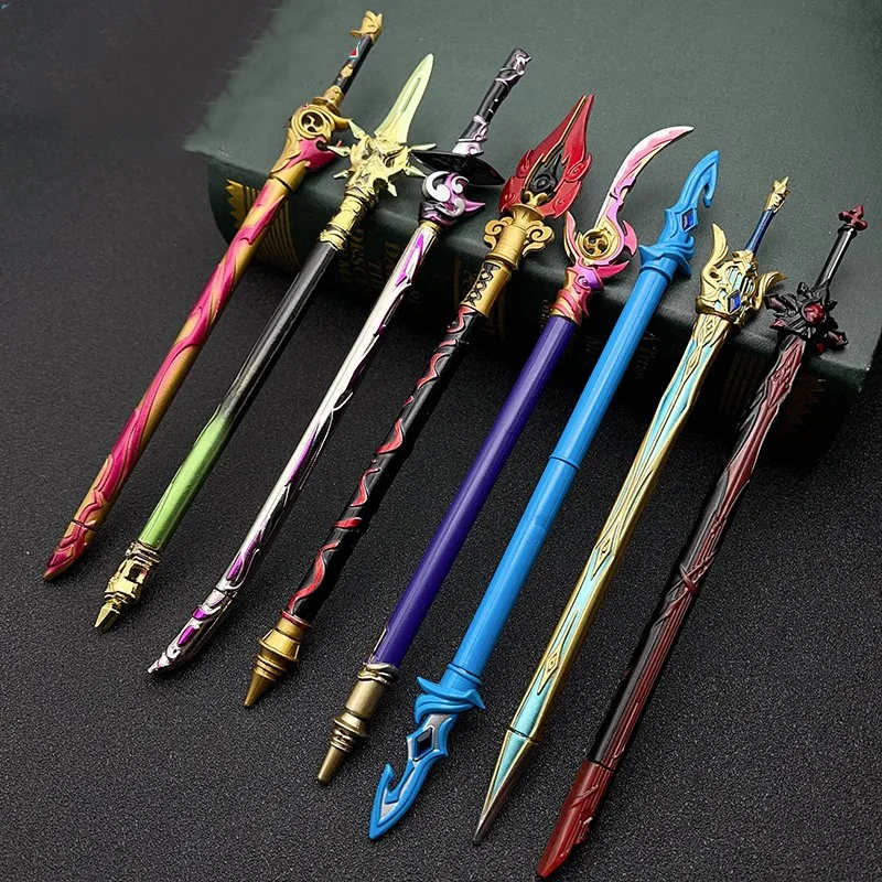 Гелевая ручка Genshin Impact металлическая модель 0 5 мм черная заправка реквизит для