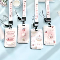 ins pink cartoon cute girl heart lanyard card holder holder student credential for pass card credit card straps key ring gift