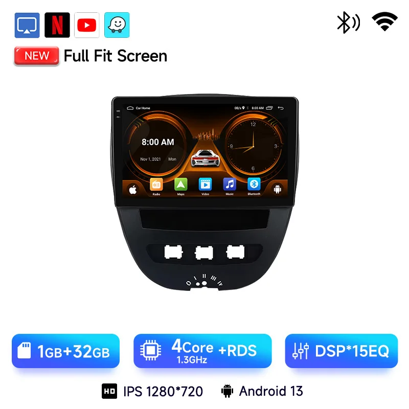 

Автомобильный радиоприемник JIUYIN для Peugeot 107 Toyota Aygo Citroen C1 2005-2014, беспроводной CarPlay Android Auto No 2 din 2din DVD