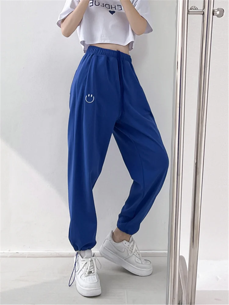 

Blue Leggings Sports Pants Women's Summer Thin Loose High Waist Casual Ins Hip Hop Solid Color Trousers Female Sweatpants