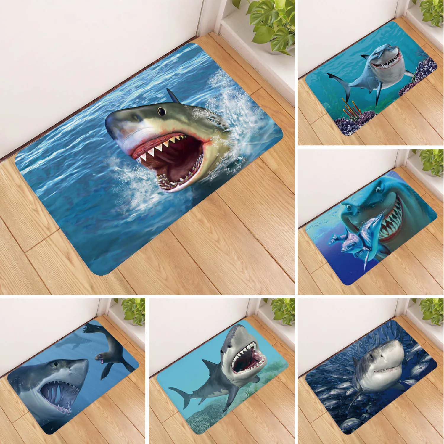 

Home Funny Shark Floor Mat Non-slip Soft Door Mat Carpet In The Balcony Kitchen Rug Bedroom Hallway Carpet Mat In The Bathroom