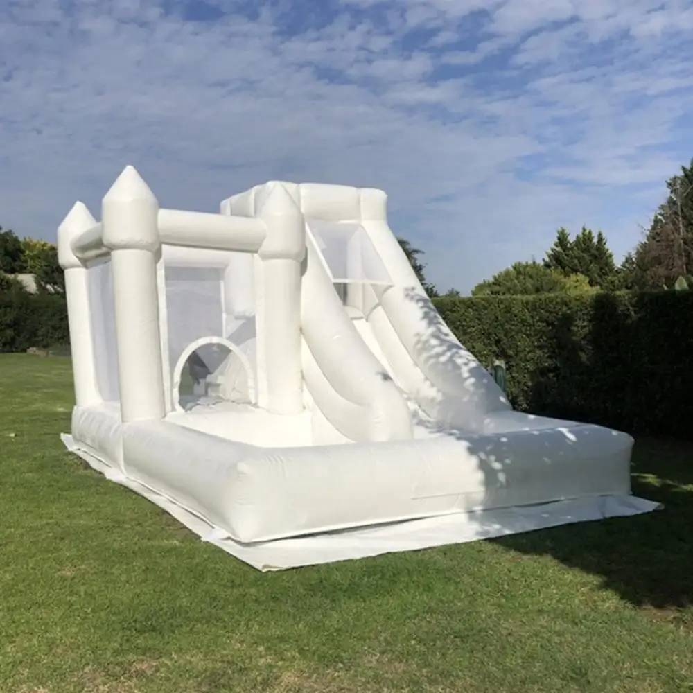 

Commercial Kid Slide Jumping Party White Inflatable Wedding Bounce House with Ball Pits Bouncy Castle Jumper Houses