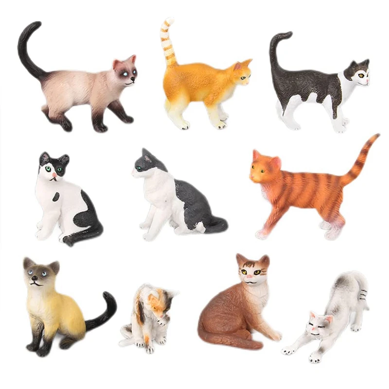 

Cat Doll Toy Set Simulation Kitten Figurine Chinese Pastoral Cat Model Cat Ornament
