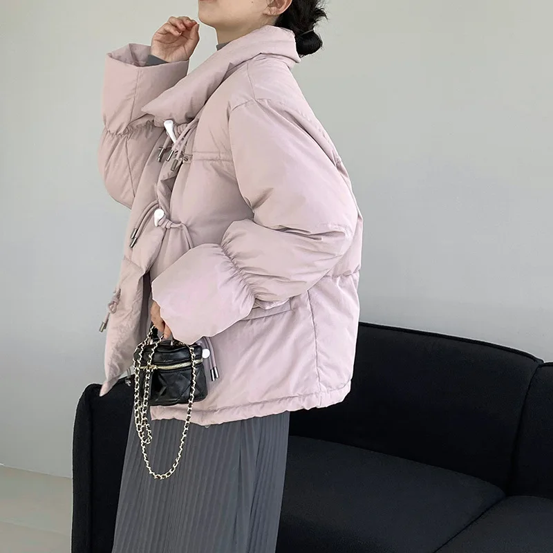 White Duck Down Cowl Buckle Down Jacket Female 2022 Winter Thickened Standing Collar Cotton Jacket