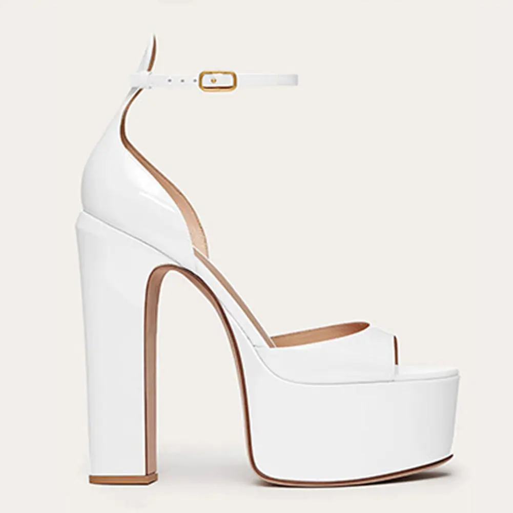 

Gnazhee Brand White Sexy Elegant High Heels Trendy Modern Lady Office Party Lady Summer Platform Sandals Women Shoes