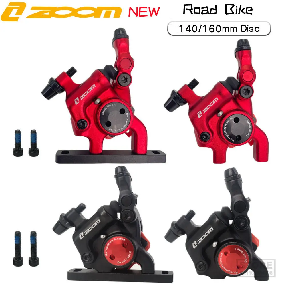 

ZOOM New Road Bike Disc Brake Calipers Front Rear Hydraulic Brake Disc HB105 Line Pull Brake Oil 140/160mm Rotor Bicycl Brak Set