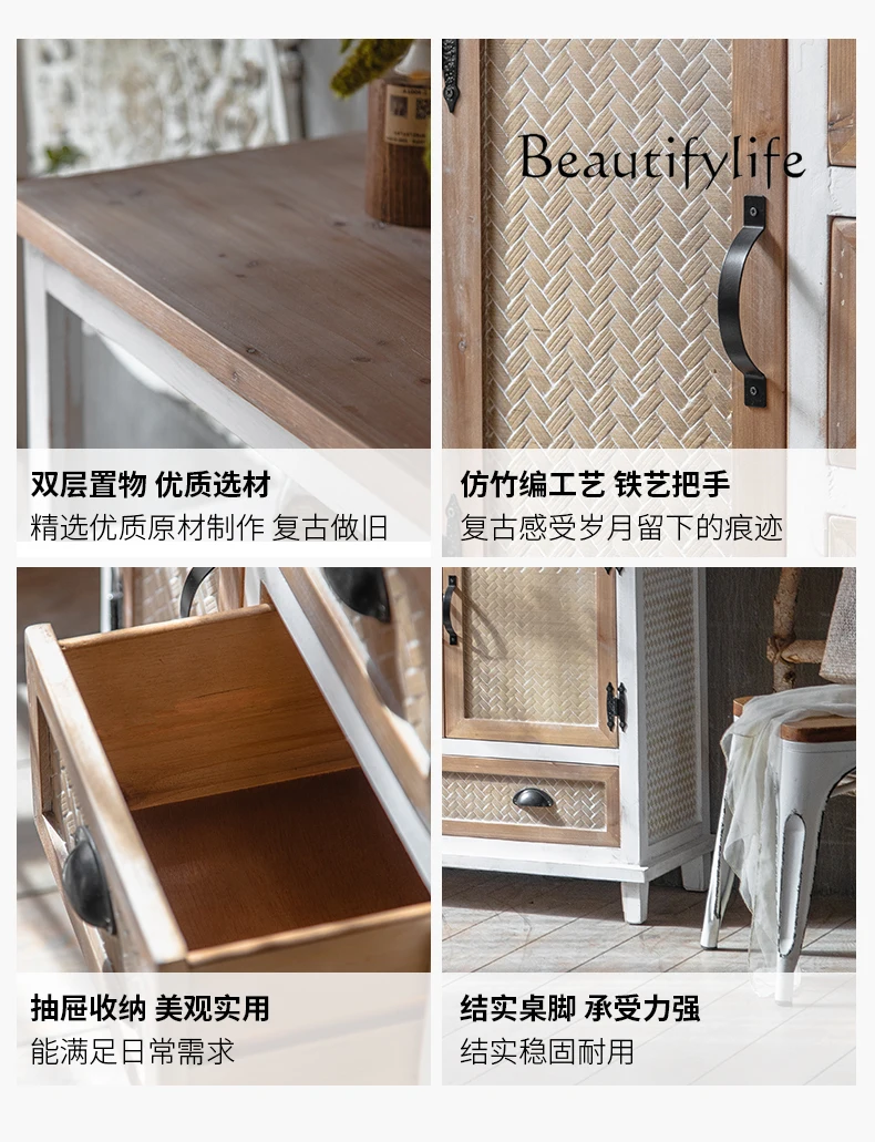 w stylu amerykańskim antyczna szafka wejściowa z litego drewna minimalistyczna do przechowywania gospodarstwie domowym