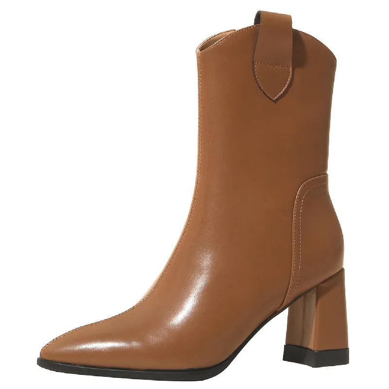 

Dilalula Genuine Leather Ankle Boots Female Pointed Toe High Heels Office Party Autumn Winter Elegant Mature Boots Shoes 2022
