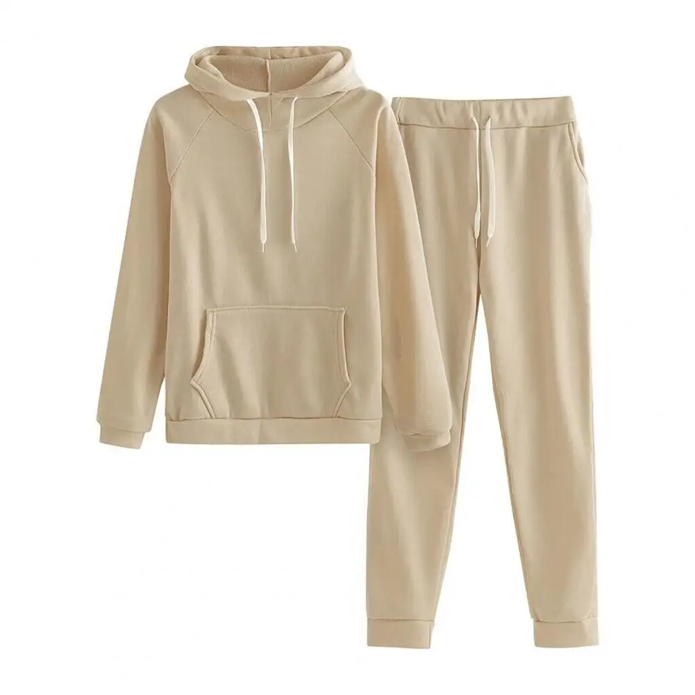 

2 Pcs/Set Hoodie Pants Set Autumn Winter Sweatshirt Pants Solid Color Winter Outfit Two Piece Set For Women Elegant Women's Sets