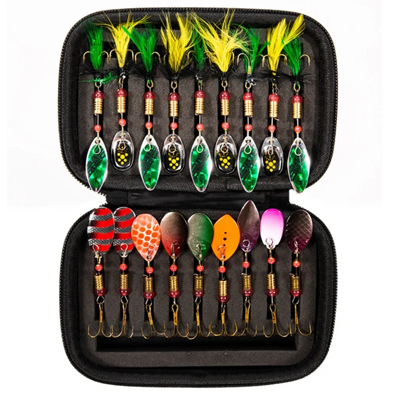 

Quality 16Pcs/Set Fishing Lures Sequins Spoon Baits Set With Zipper Tackle Bag Treble Hooks Hand Spinner Fly Fishing Tackle
