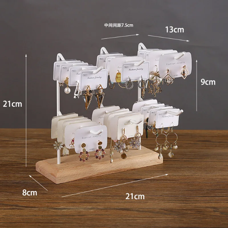 Деревянная стальная подставка для сережек 2 слоя/3 ряда |