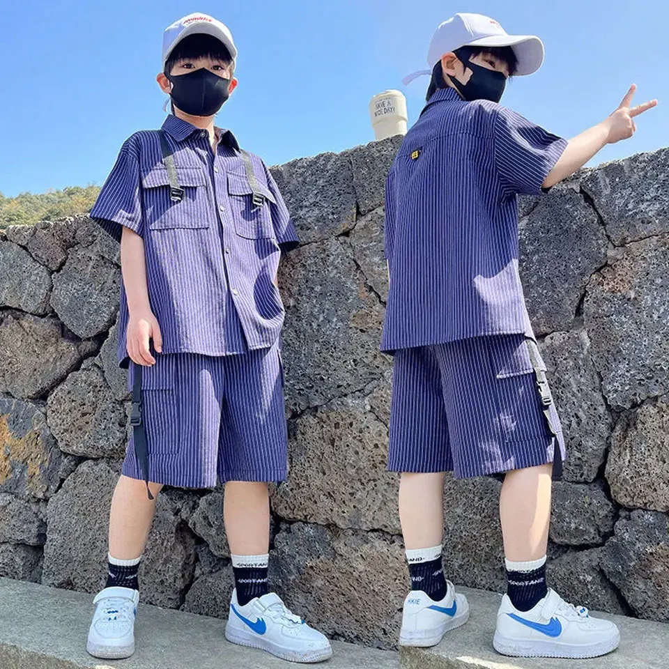 Купи 4 6 8 10 12 14 Years Teenage Boy Summer Clothes Fashion T-shirts +Shorts 2 Pieces Outfits Casual Stripe Baby Boys Clothing Sets за 1,293 рублей в магазине AliExpress